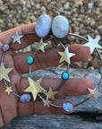 Rainbow Moonstone Star Hoops