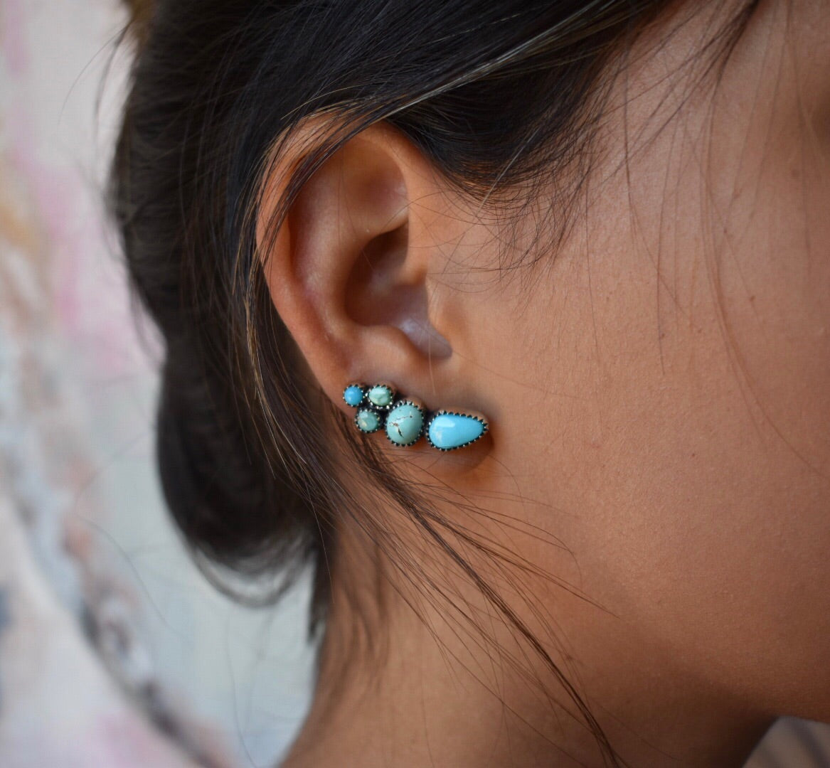 Gold Sweetheart Turquoise Ear Climber