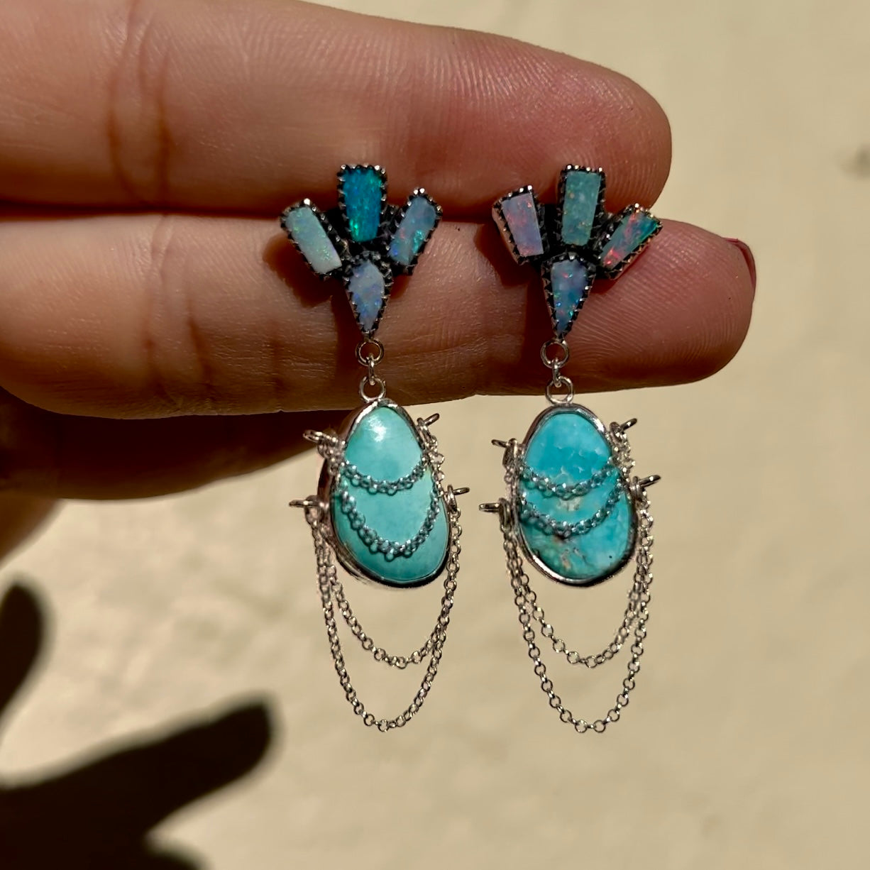 Made to Order-Stevie Earrings Turquoise and Opal