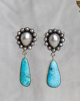 Fresh Water Pearl Cluster and Turquoise Drop earrings
