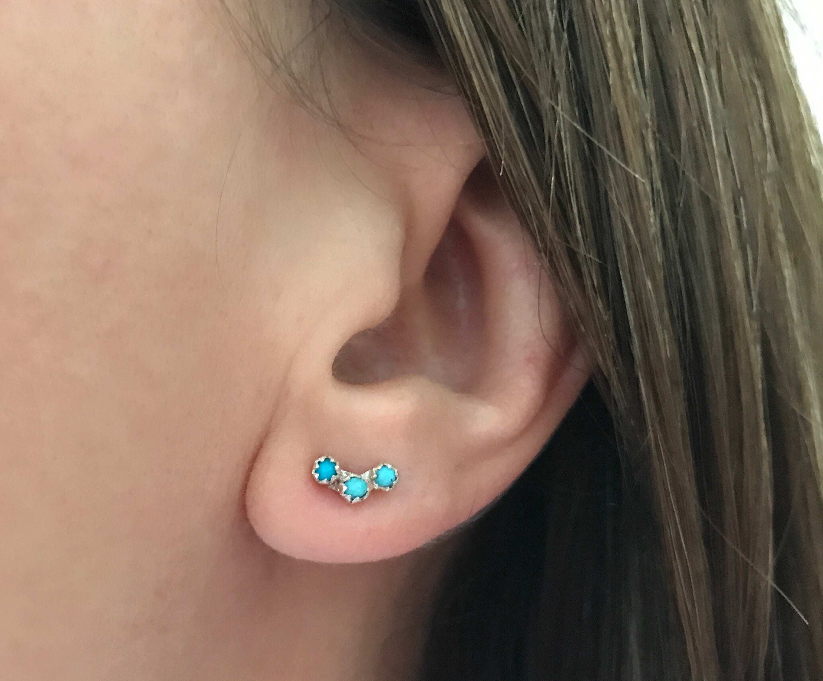 Triple Turquoise Studs pair