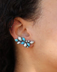 Turquoise and Pearl Dreaming Climber and Drop Earrings 