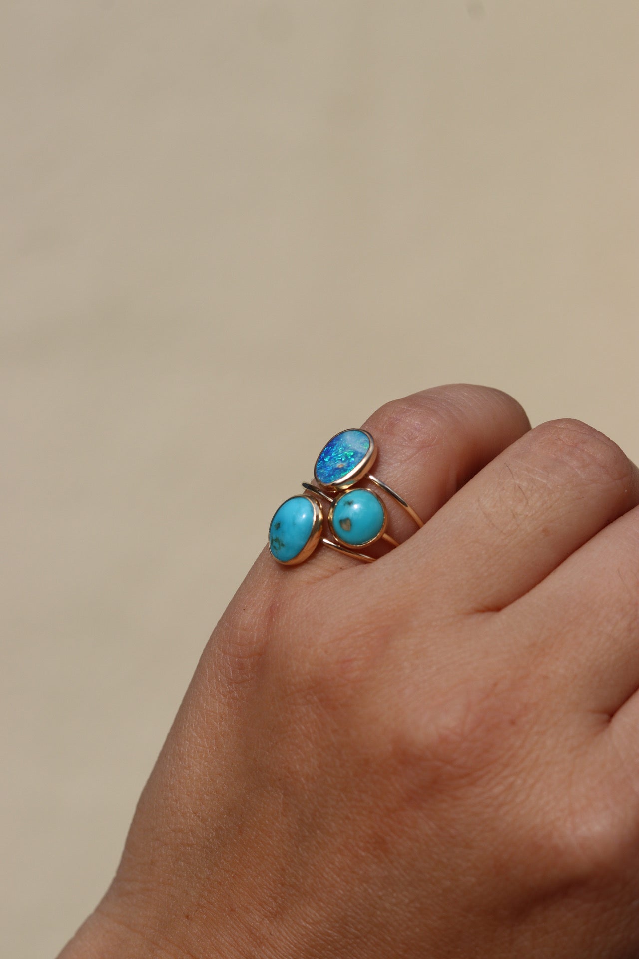 Turquoise in Gold ring - Size 7.15