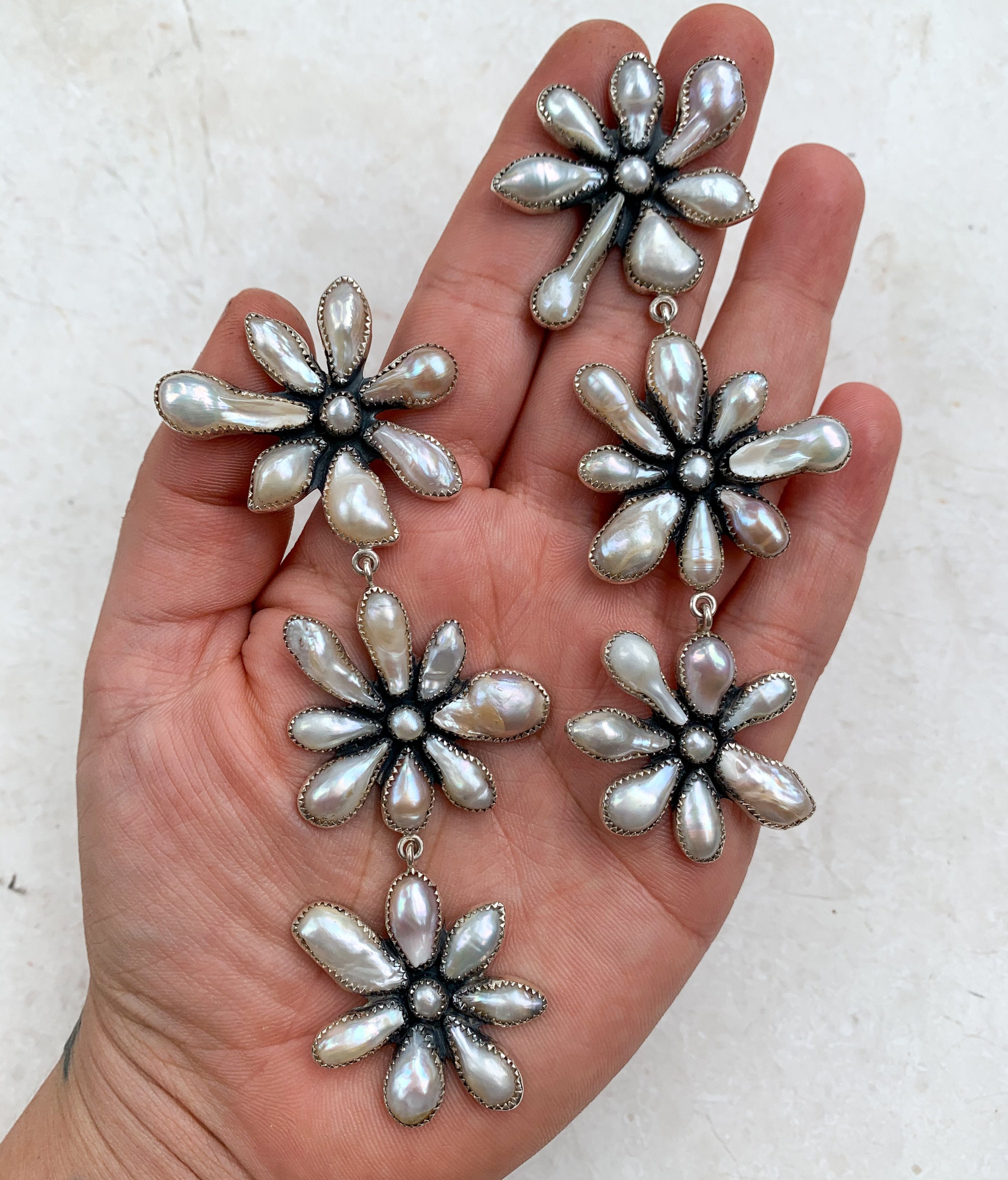 Fresh Water Pearl. Bouquet Earrings.