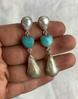 PRE-ORDER Fresh Water Pearl and Turquoise Heart Earrings