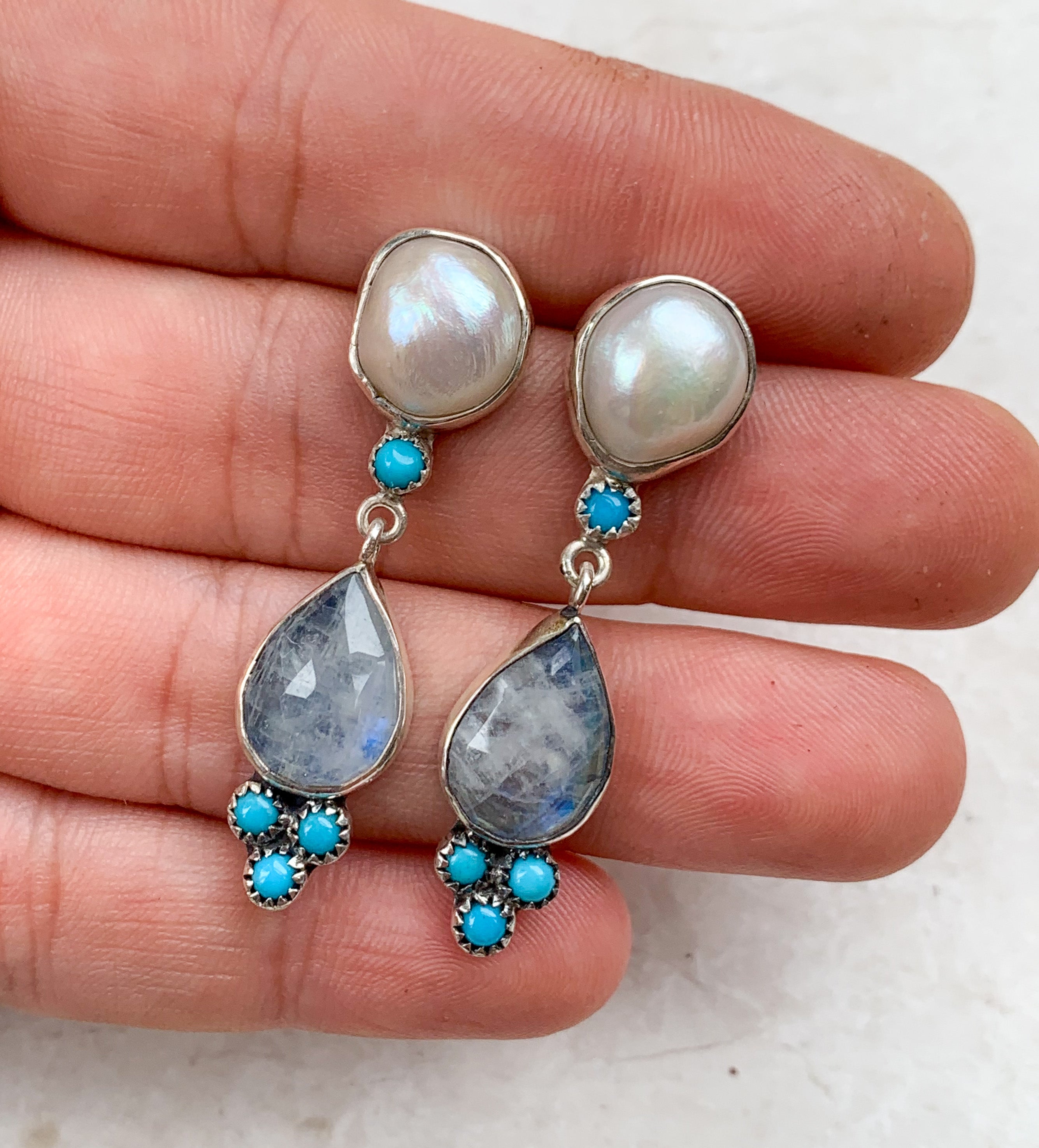 Fresh Water Pearl and Moonstone Earring
