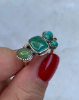 Green Turquoise Gold dot ring. Size 8