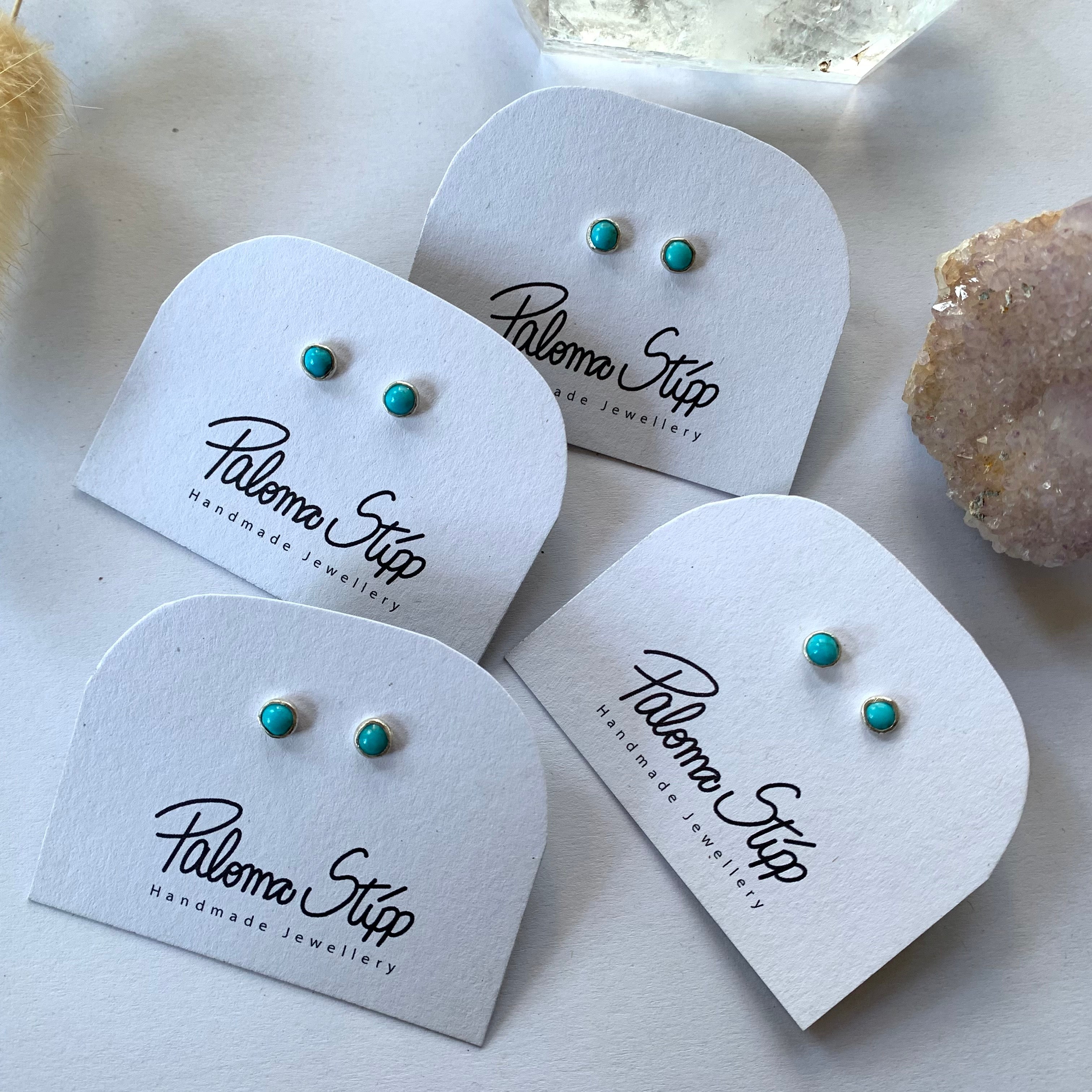 Sterling Silver Turquoise or Pearl Stud