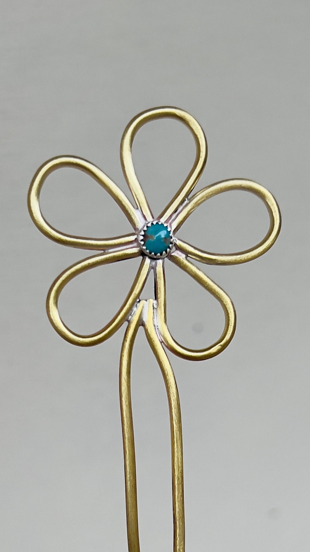 Turquoise Flower Hair Pin Jeweller’s Brass