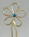 Turquoise Flower Hair Pin Jeweller’s Brass