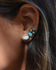 Sweetheart Moonstone and Turquoise Ear Climber