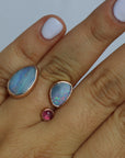 14k Rose Gold, Opal and Tourmaline open ring