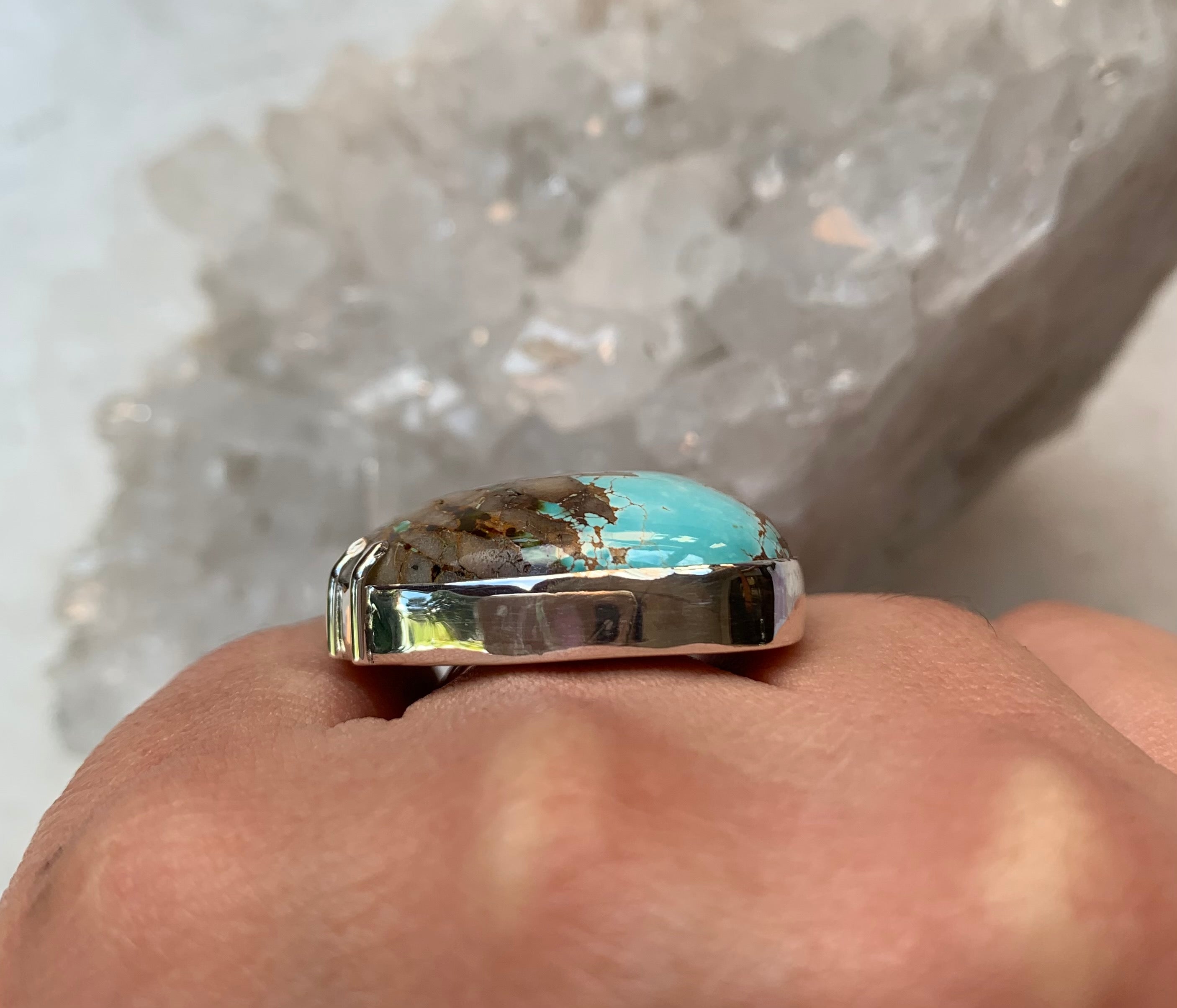 Royston Chunky Turquoise Ring with 4 claws.