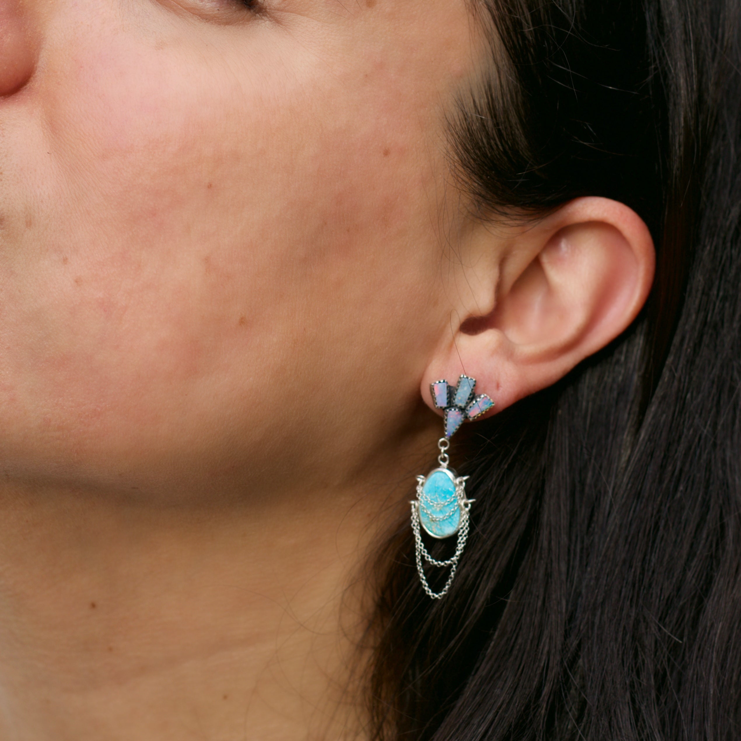 Made to Order-Stevie Earrings Turquoise and Opal