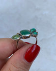 Green Turquoise Gold dot ring. Size 8