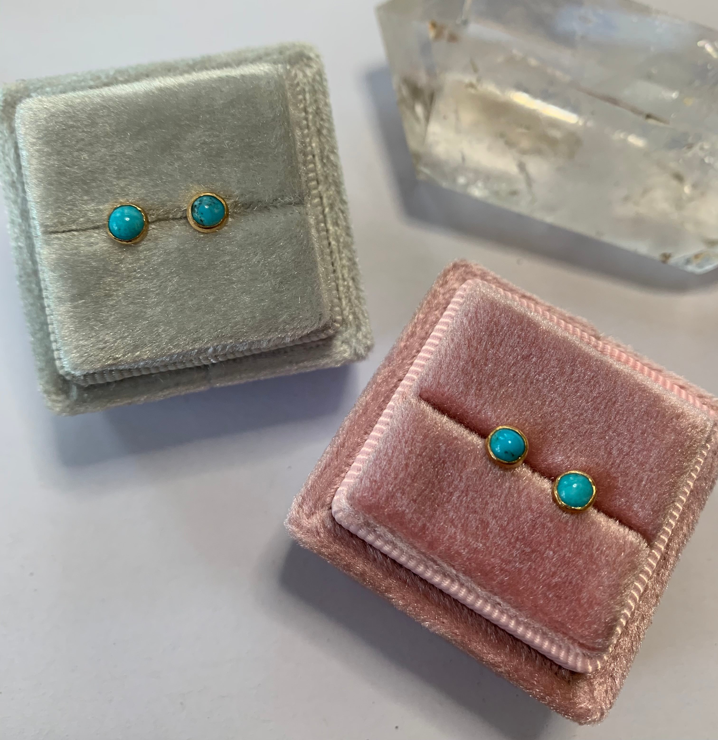 Gold Turquoise Studs.