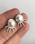 Spike Studs Pair - Turquoise or Fresh Water Pearl