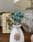 Turquoise Flower Hair Pin - With Brass Pin.