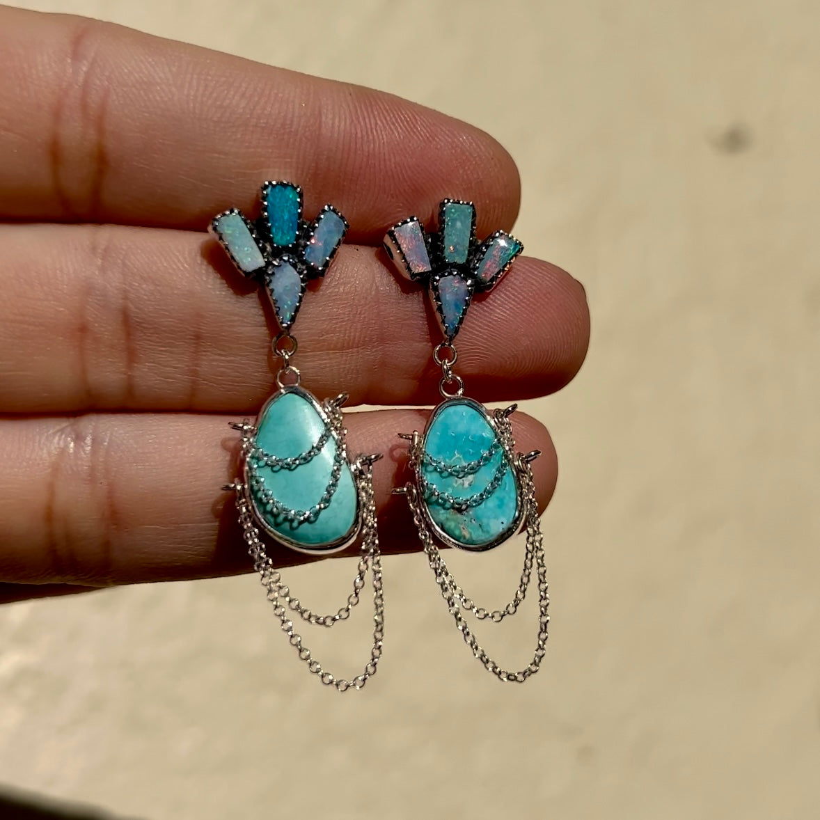 Made to Order-Stevie Earrings Turquoise and Opal