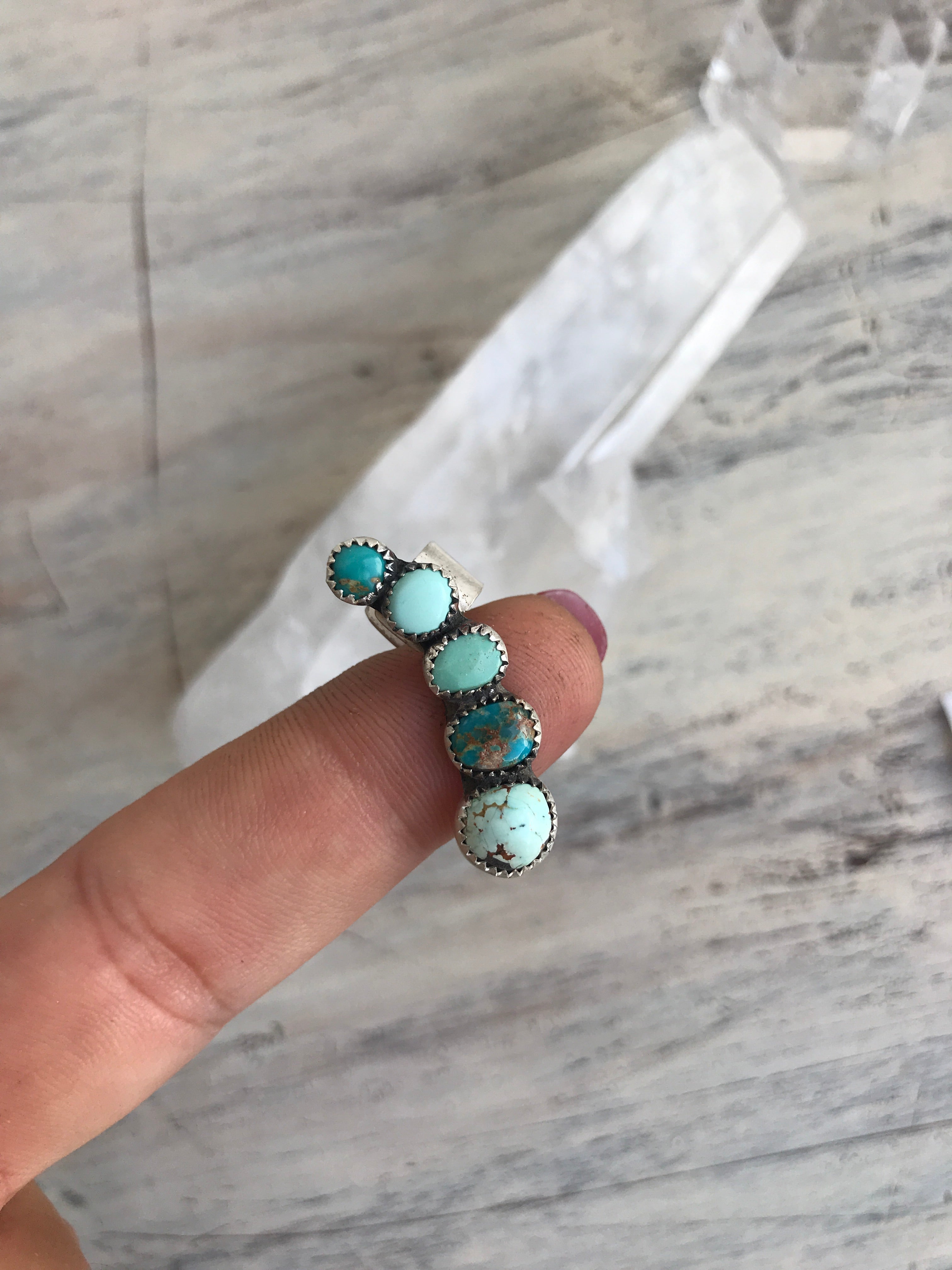 5 Stones Turquoise Ear Climber