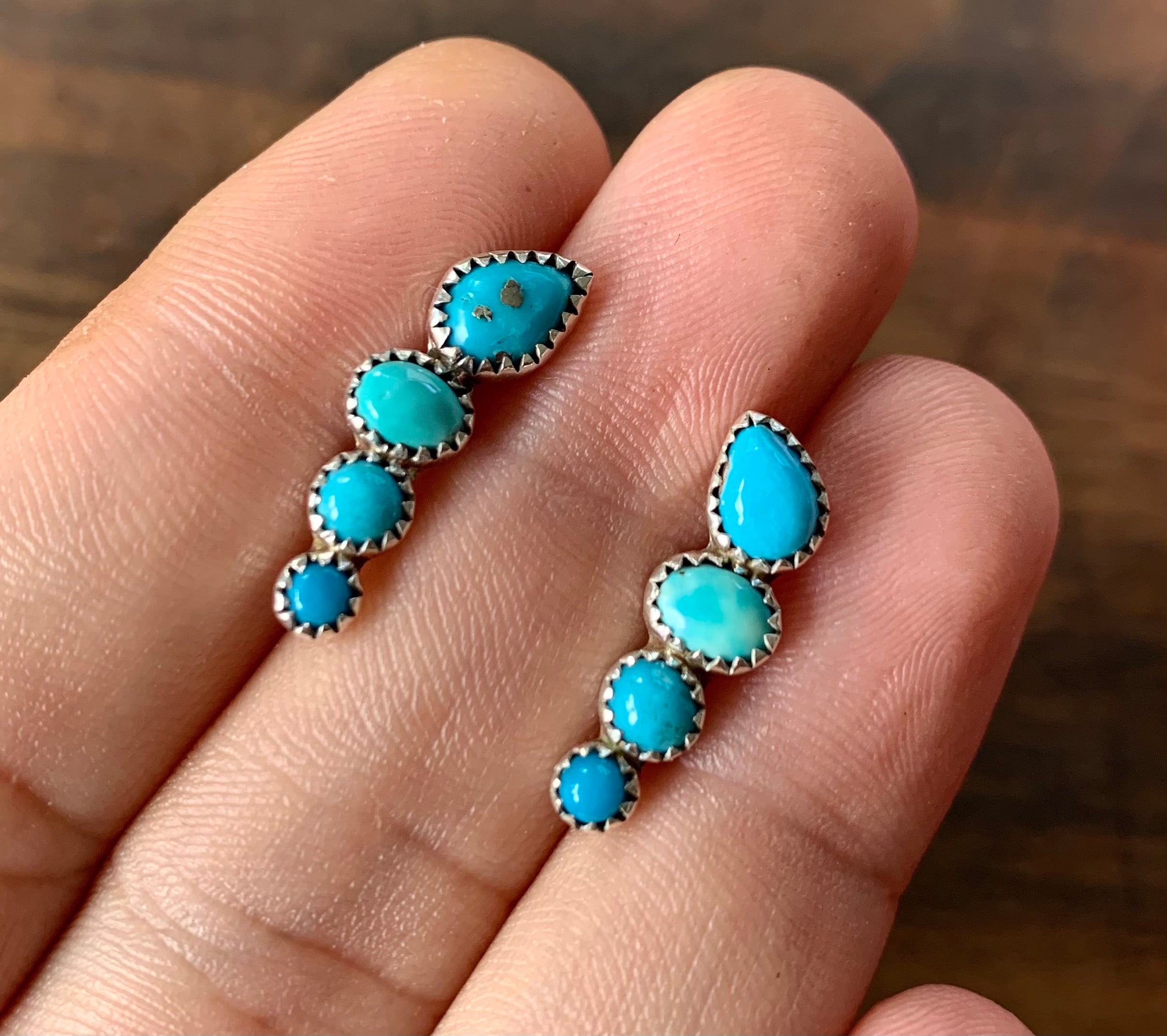 Sweet Turquoise Ear Climber Pair