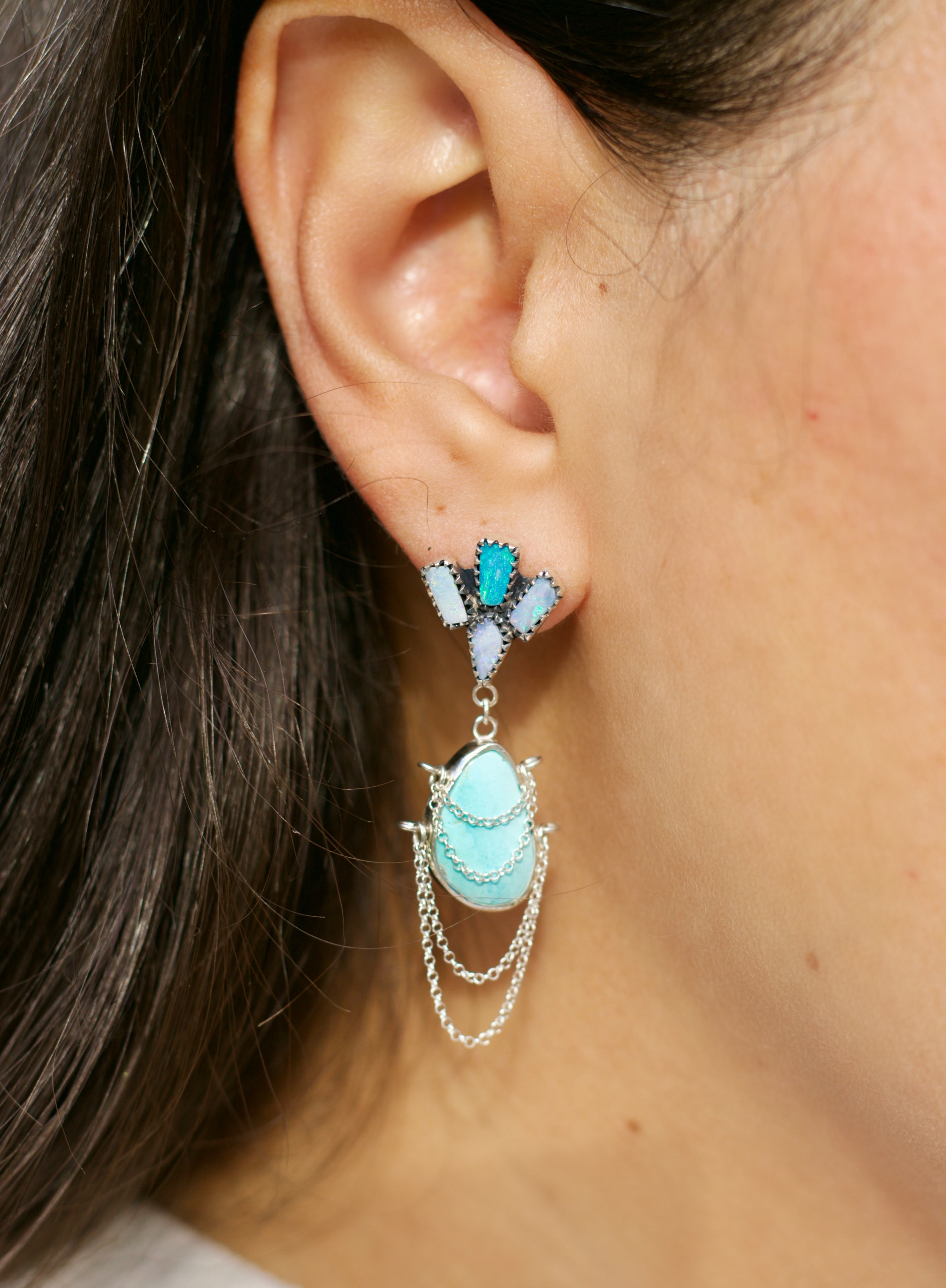 Made to Order-Stevie Earrings Turquoise and Opal