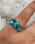 Turquoise Gold dot ring. Size 7