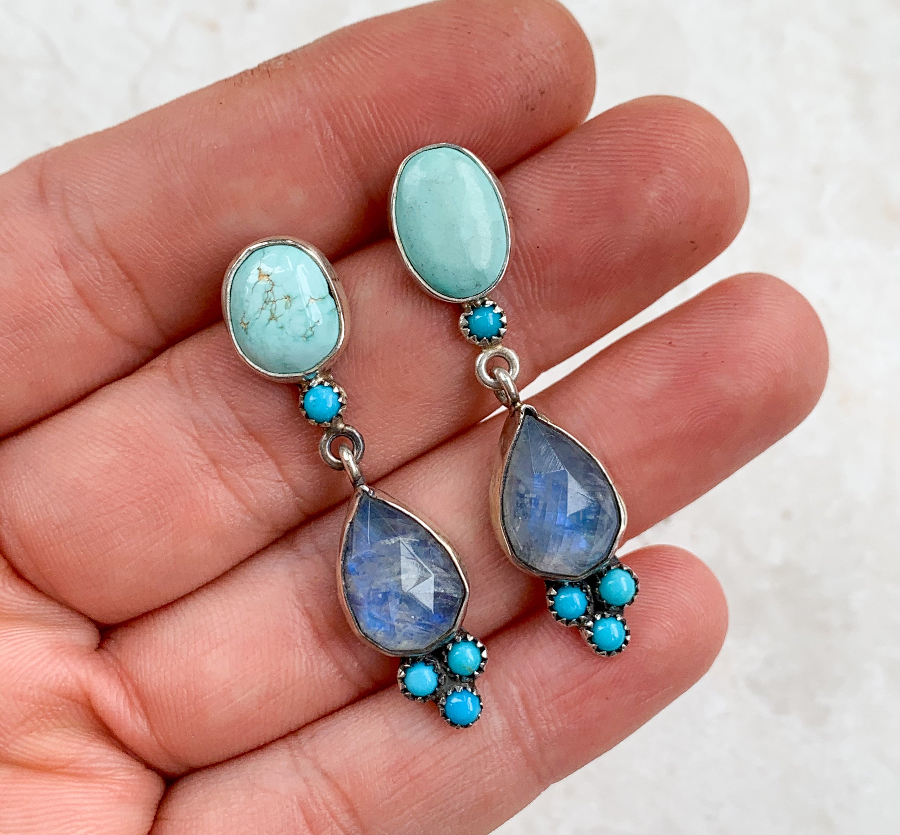 Turquoise and Moonstone Earrings