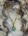 14k Gold and Sterling Turquoise Necklace (18”Chain)