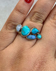 Opal and Turquoise Gold dot ring. Size 8.50