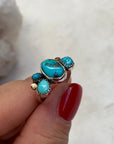 Turquoise Gold dot ring. Size 7