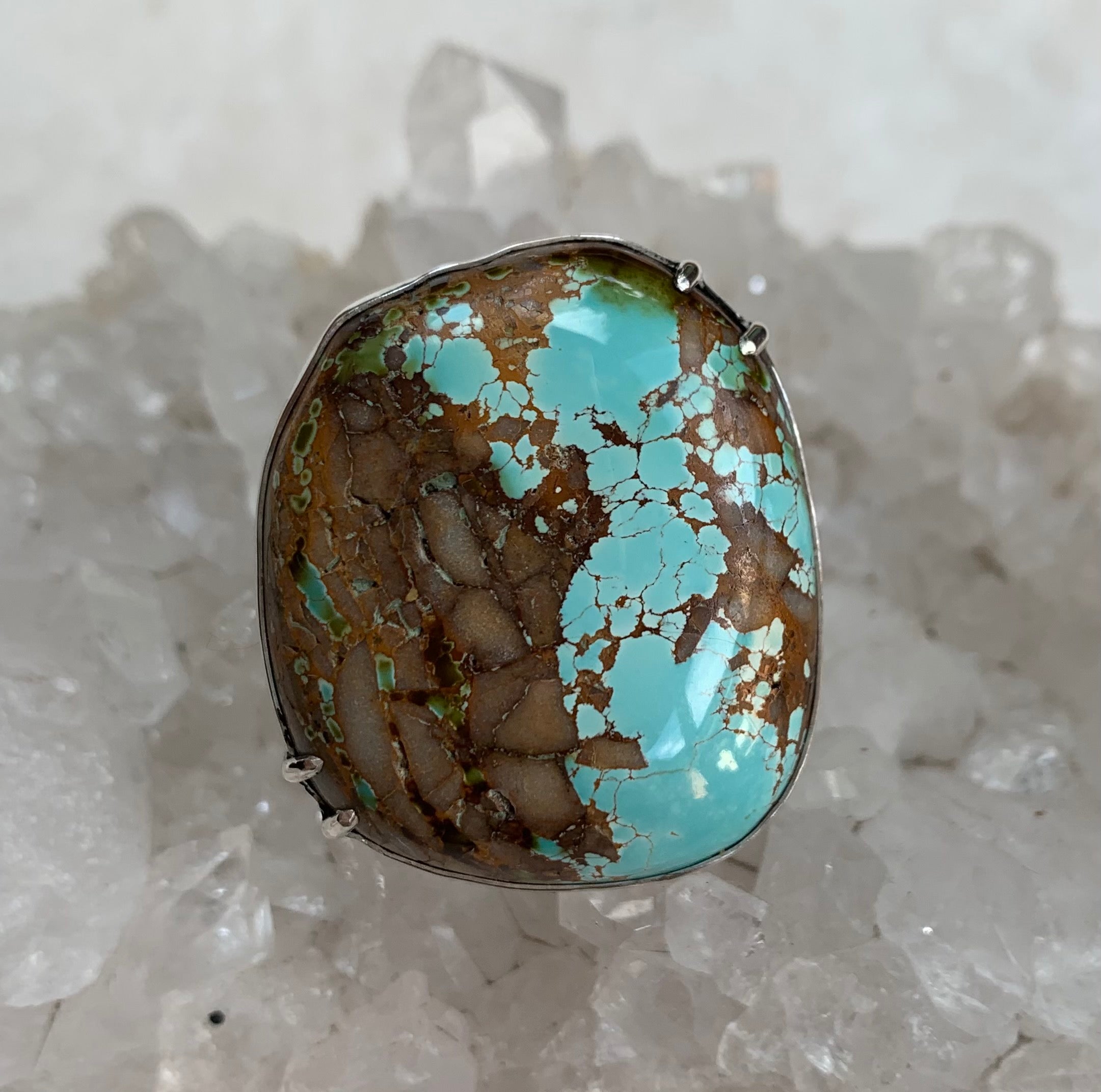 Royston Chunky Turquoise Ring with 4 claws.