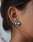 Sweetheart Turquoise Ear Climber Pair - Sterling Silver