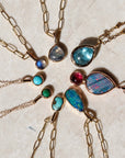 14k Gold Australian Opal Necklace (18”Chain)