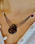 Montana Agate and Ruby slice necklace.
